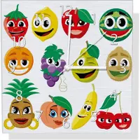 Wallario Design Wanduhr Obst-Smilies im Comic-Stil - Lustige Früchte aus Aluverbund, Größe 30 x 30 cm