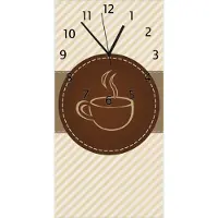 Wallario Design Wanduhr Kaffee-Menü - Logo Symbol für Kaffee aus Echtglas, Größe 30 x 60 cm