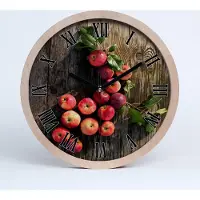 Tulup Holzuhr 20fi cm wanduhr - schwarze Spitzen - Äpfel auf dem Tisch