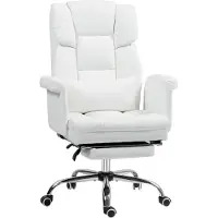 Fortuna Lai Bürostuhl, Ergonomisch Schreibtischstuhl mit Liegefunktion, Lendenkissen, Höhenverstellbar Computerstuhl mit Fußstütze, Drehfunktion, für Home-Office, Kunstleder, Weiß