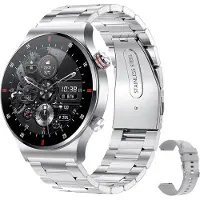 Mc star Herren Smartwatch 1,28 Zoll Smartwatch IP67 Wasserdichte Sportuhr BT5.1 Smartwatch Fitn Traer Multifunktionale Uhr Kompatibel mit Android5.0/iOS10.0, Herren , silber