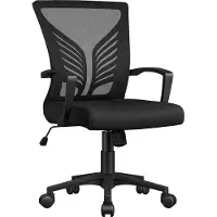 Yaheetech Bürostuhl Schreibtischstuhl mit gepolstertem Sitzkissen & Wippfunktion, Schwarz