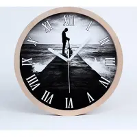 Tulup Holzuhr 20fi cm wanduhr - weiße Spitzen - Gitarrist auf dem Pier