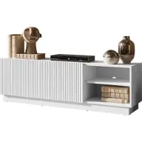 Mirjan 24 TV-Lowboard Liverti 150 2D, Stilvoll Wohnzimmer, Lowboard mit zwei Drehtüren (Farbe: Weiß)