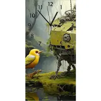 Wallario Design Wanduhr bedruckt, Größe 30 x 60 cm, Motiv: Begegnung zweier Welten