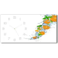 Tulup Wanduhr aus Glas – 60x30 cm - Glasbild - Glasuhr - Gehärtetes Glas - weisse-zeiger - Orangen