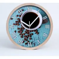Tulup Holzuhr 30fi cm wanduhr - weiße Spitzen - schwarzer Kaffee