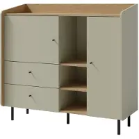 Masseno Kommode VETTA 125 cm Sideboard mit 2 Schubladen und 2 Türen für Wohnzimmer Schlafzimmer Modern 125x42x115 cm Hellgrün / Hellgrün