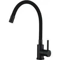 VBChome Küchenarmatur mit flexibler Schwarz Silikonbrause – Flexibler Wasserhahn mit Einhebelmischer für Spüle – Armatur Mattschwarzes Detail