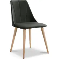 Fun-Möbel Esszimmerstühle Stuhle 2er Set CAROS Massivholz Buche Stoff Dunkelgrau
