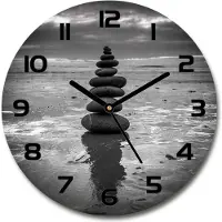 Tulup Wanduhr aus Glas 30fi Glasbild Glasuhr Gehärtetes Glas - schwarze-zeiger - Balance stones