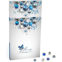 VALIOSA Mode-Schmuck Adventskalender mit Halskette, Armband + 22 individuelle Perlen-Anhänger aus Glas & Metall, Geschenkidee für Mädchen, blau, 24-teilig (1 Set)