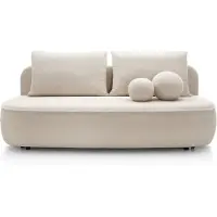 Masseno Sofa KIRA mit Schlaffunktion, Schlafsofa, Wohnzimmersofa, Couch, Soffa, Bettsofa, Chenille-Stoff – Creme RAVEN 22