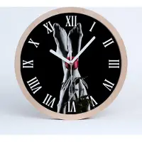 Tulup Holzuhr 20fi cm wanduhr - weiße Spitzen - Rose und Füße