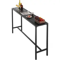 Vevor Outdoor Bar Table, 160 x 37.5 cm Patio Bar Table, Waterproof Top & Sturdy Metal Frame, Rectangle Counter Height Dining Tables, Outdoor Furniture for Balcony, Yard, Hot Tub, Poolside, Indoor
