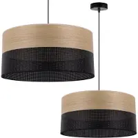 Light11 HOME Einzelne Hängelampe, Lampenschirm Aus Goldenem Eichenfurnier, 44 Cm