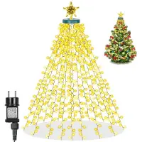 Lapamax Weihnachtsbaum Lichterkette Innen 3M 490 LEDs, Weihnachtsbeleuchtung mit 8 Modi Timer, Christbaumbeleuchtung Warmweiß mit 16 Strängen