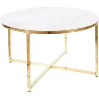 Feldmann-Wohnen Couchtisch Salma Wohnzimmertisch 80x80x45cm Marmoroptik weiß Gold