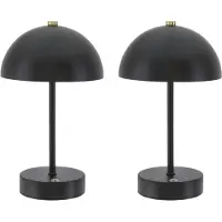 HAC24 2er Set LED Akku Tischleuchte mit Touchfunktion Metall Nachttischlampe Schwarz Tischlampe 3 Weisstöne Dimmbar Schreibtischlampe Nachtlampe Leselampe