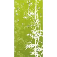 Wallario Design Wanduhr bedruckt, Größe 30 x 60 cm, Motiv: Bambusmuster grün-weiß