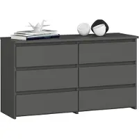 Akord Kleine Kommode CL100 Graphitgrau 100 cm 6 Schubladen B100 x H57 x T35 cm