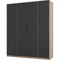 Masseno Drehtürenschrank CAGLIARI 200 cm Kleiderschrank Schlafzimmer Schrank 4-türig Goldfarben