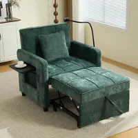MODFU Schlafsessel Schlafsofa 1 Sitzer 5 Fach Verstellbare Rückenlehne Liegefunktion Extra Lange Liegefläche Wohnzimmer Chenille Grün