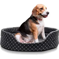 BOUTIQUEZOO BOUTIQUE ZOO Hundebett XS Hundesofa Hundekissen für kleine/mittlere/große Hunde, Farbe: Schwarz mit Muster