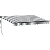 Syfax Markise Einziehbar Anthrazit & Weiß 3,5x2,5 m Stoff & Aluminium