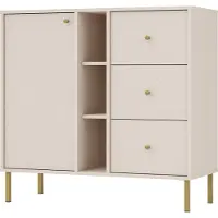 Masseno Kommode TORINO 100 cm Sideboard mit 3 Schubladen und 1 Türen für Wohnzimmer Schlafzimmer Modern 100x41x95 cm Beige / Beige
