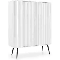 Masseno Kommode ZENZERO 103 cm Highboard mit 2 Türen für Wohnzimmer Schlafzimmer Modern 103x39x129 cm Weiß / Weiß