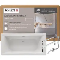 Schulte Badewanne Rechteck Modell Onda, Weiß Sanitäracryl, 170x80 cm, inkl. Fußgestell und Ab- und Überlauf