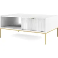 Masseno Couchtisch STELLARE 104 cm Kaffetisch für Wohnzimmer Sofatisch Wohnzimmertisch Weiß