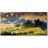 Tulup Wanduhr aus Glas – 60x30 cm - Glasbild - Glasuhr - Gehärtetes Glas - weisse-zeiger - Toskana Italien