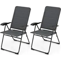 KOMFOTTEU 2er Set Gartenstühle, Klappstühle mit Verstellbarer Rückenlehne, Campingstuhl aus Stoff und Metall, Balkonstühle klappbar für Pool, Veranda, Hof (Grau)
