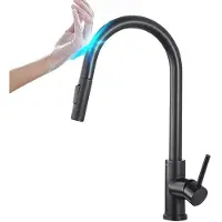 OEM Küchenarmatur, Ausziehbar, Sensor, 360-Grad-Drehung, Sensor Matt Schwarz