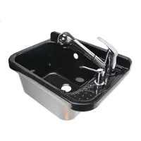 Aqbau Set Ausgussbecken 50cm Waschbecken Schwarz inkl. Ausziehbare Einhandmischer