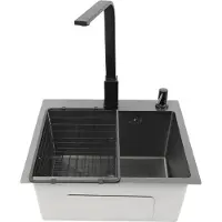 StarTech.com Küchenspüle - Aufsatzspüle Einzelbecken - Größe 45×40 cm - Edelstahl 201 - Rechteckig - Mit Wasserhahn und Ablauf - Schwarz
