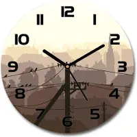 Tulup Wanduhr aus Glas 30fi Glasbild Glasuhr Gehärtetes Glas - schwarze-zeiger - City voltage line