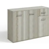 Masseno Kommode GIACOMO V 112 cm Sideboard mit 1 Schubladen und 3 Türen für Wohnzimmer Schlafzimmer Modern 112x33x85 cm Hellgrau / Hellgrau