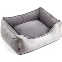 BOUTIQUEZOO BOUTIQUE ZOO Elegant Hundebett/Größe 2: 75 x 66 x 20cm/Grau, Kunstleder/Hundebett für kleine/mittlere/große Hunde | Hundesofa, Hundekissen | GRAU M