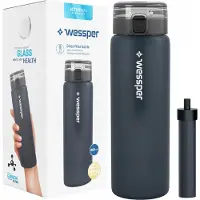 Wessper Wassserfilterflasche Activemax Clarti 0,68 l aus Borosilikatglas