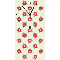 Wallario Design Wanduhr Muster mit Blüten und Blättern aus Echtglas, Größe 30 x 60 cm