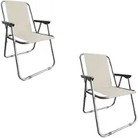 Linder Exclusiv GmbH Campingstuhl Anglersessel Gartenstuhl Sessel mit Armlehne beige 2er Set