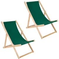 Sonstiges Liegestuhl 2er Set grün klappbar aus Holz - Klappstuhl Klappliege Sonnenstuhl Strandstuhl Holzklappstuhl Sonnenstuhl Gartenliege