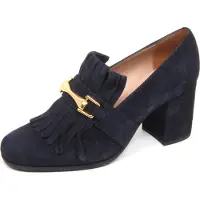 Unisa E6478 decollete donna blu OLIMPO scarpe frange suede shoe woman