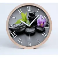 Tulup Holzuhr 30fi cm wanduhr - weiße Spitzen - zen-Steine