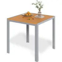 StarTech.com Gartentisch - Outdoor-Esstisch - Quadratisch 75×75×72 cm - Silberner Aluminiumrahmen - WPC-Tischplatte - Witterungs- & hitzebeständig - Für 4 Personen - Dunkelgrau