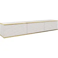 Emporius Furniture TV-Lowboard Rodi - TV-Schrank 175 cm, Wohnzimmer, PUSH TO OPEN, TV-Möbel mit 2 Klappen + MDF (Weiß)
