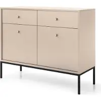 Emporius Furniture Sideboard mit 2 Türen Monti - Kommode mit Schubladen, Wohnzimmer, Metallbeine 18 cm, Kommode 100 cm (Beige + Schwarz)